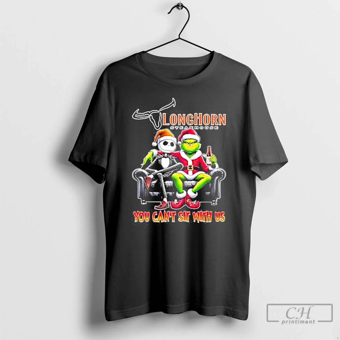 Premium Longhorn Logo Santa Jack And Grinch You Cant - Adult & Kids T-Shirts, Sweatshirts & Hoodies apparel design preview 1