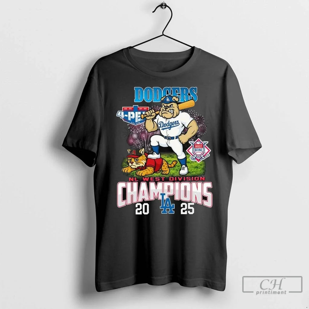 Premium Los Angeles Dodgers 2025 Nl West Division - Adult & Kids T-Shirts, Sweatshirts & Hoodies apparel design preview 1