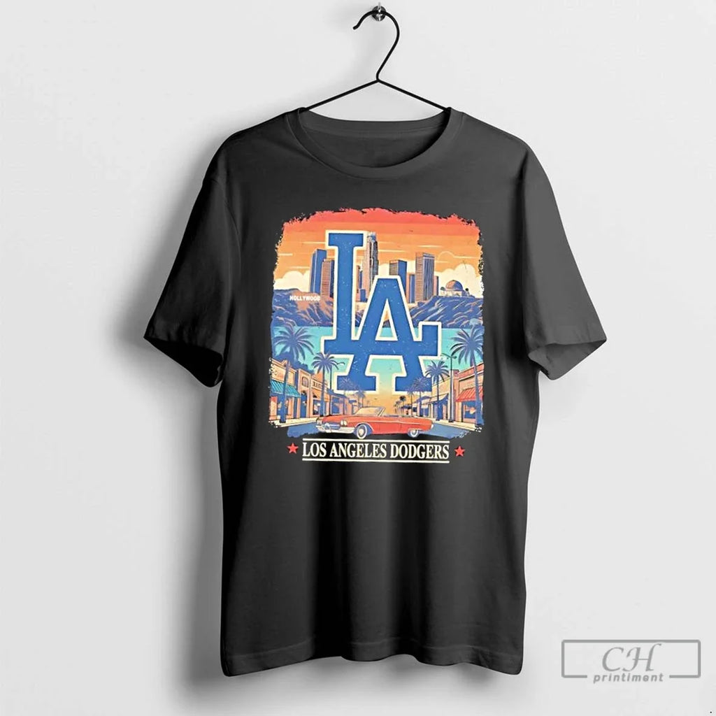 Premium Los Angeles Dodgers Baseball Beverly Sunset - Adult & Kids T-Shirts, Sweatshirts & Hoodies apparel design preview 1