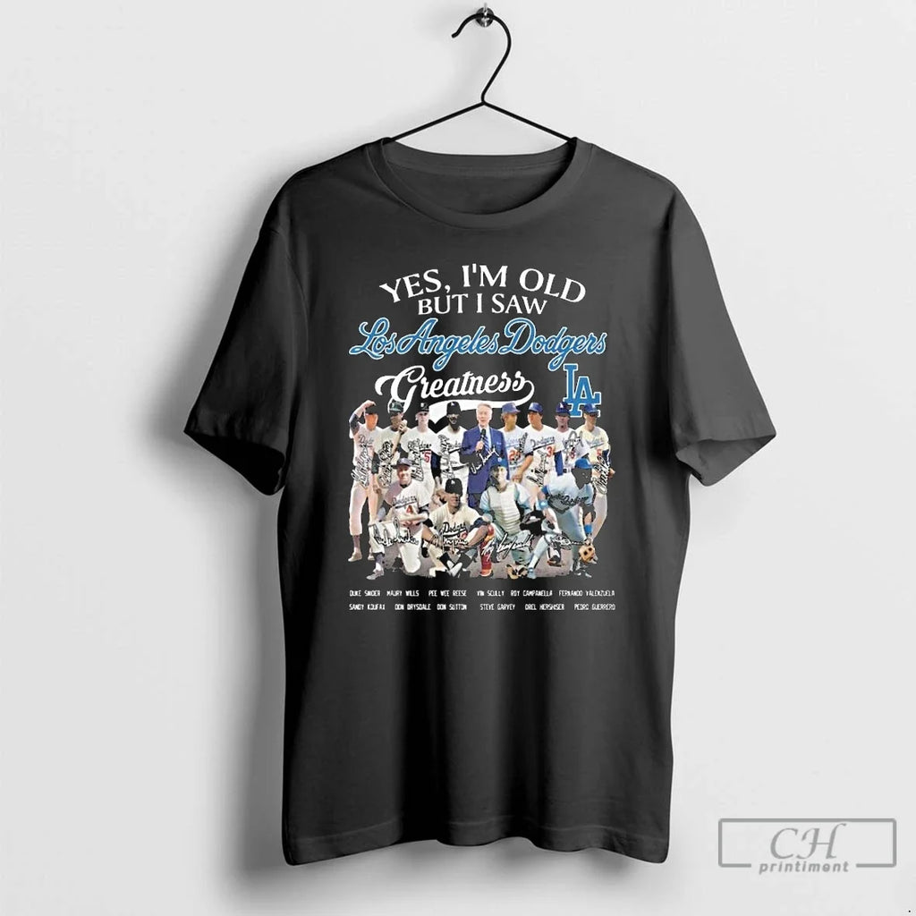Premium Los Angeles Dodgers Yes Im Old But I Saw - Adult & Kids T-Shirts, Sweatshirts & Hoodies apparel design preview 1