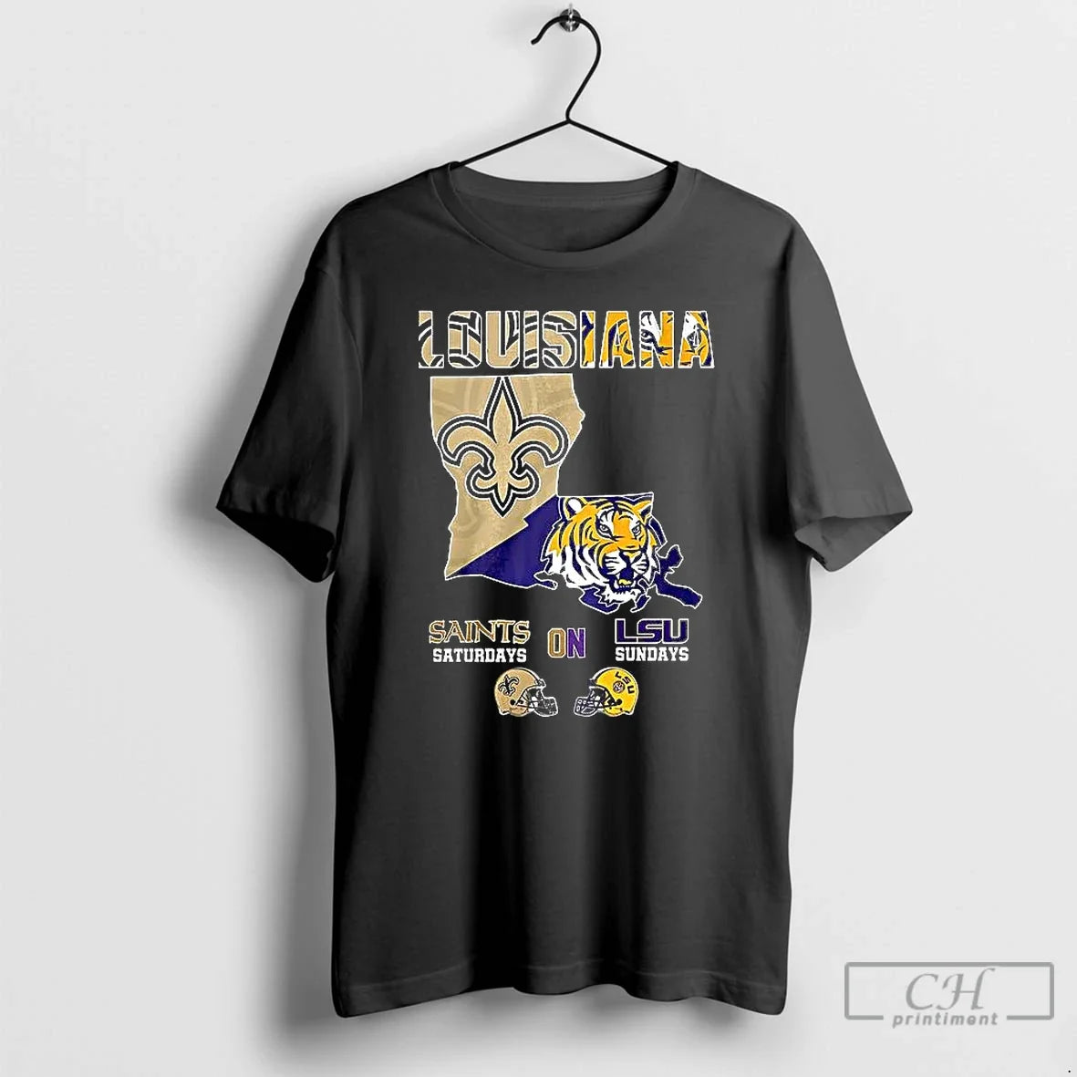 Premium Louisiana Saints Saturdays On Lsu Sundays Map - Adult & Kids T-Shirts, Sweatshirts & Hoodies apparel design preview 1