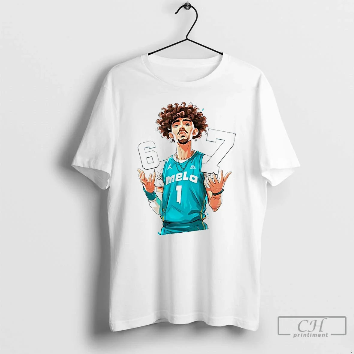 Premium Melo Six Seven 67 Lamelo Ball Caricature - Adult & Kids T-Shirts, Sweatshirts & Hoodies apparel design preview 1
