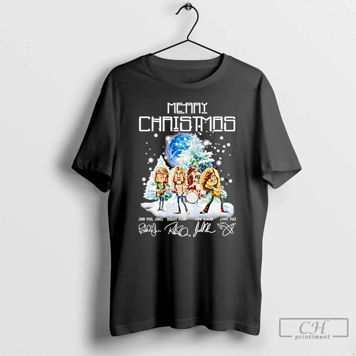 Premium Merry Christmas Led Zeppelin Band Members - Adult & Kids T-Shirts, Sweatshirts & Hoodies apparel design preview 1