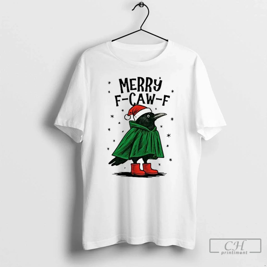 Premium Merry F Caw Funny Christmas - Adult & Kids T-Shirts, Sweatshirts & Hoodies apparel design preview 1