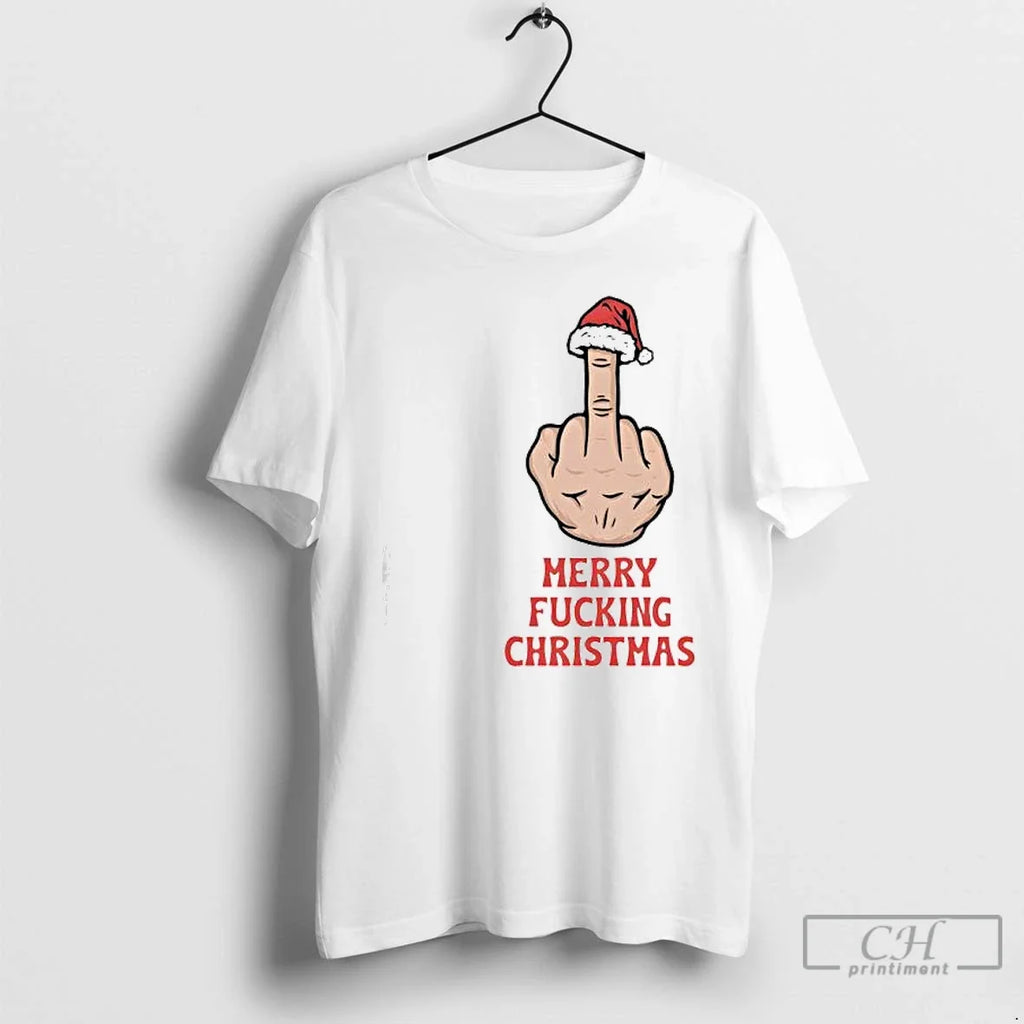 Premium Merry Fucking Christmas Middle Finger - Adult & Kids T-Shirts, Sweatshirts & Hoodies apparel design preview 1