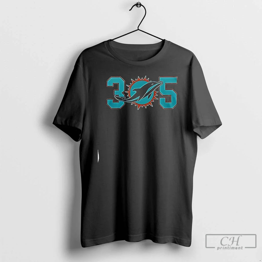 Premium Miami Dolphins 305 Logo - Adult & Kids T-Shirts, Sweatshirts & Hoodies apparel design preview 1