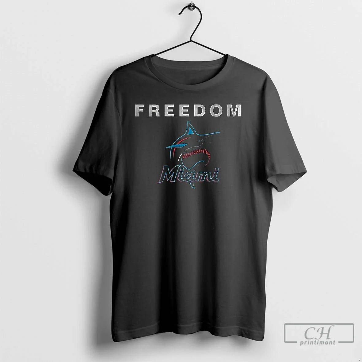 Premium Miami Marlins Baseball Freedom Logo - Adult & Kids T-Shirts, Sweatshirts & Hoodies apparel design preview 1