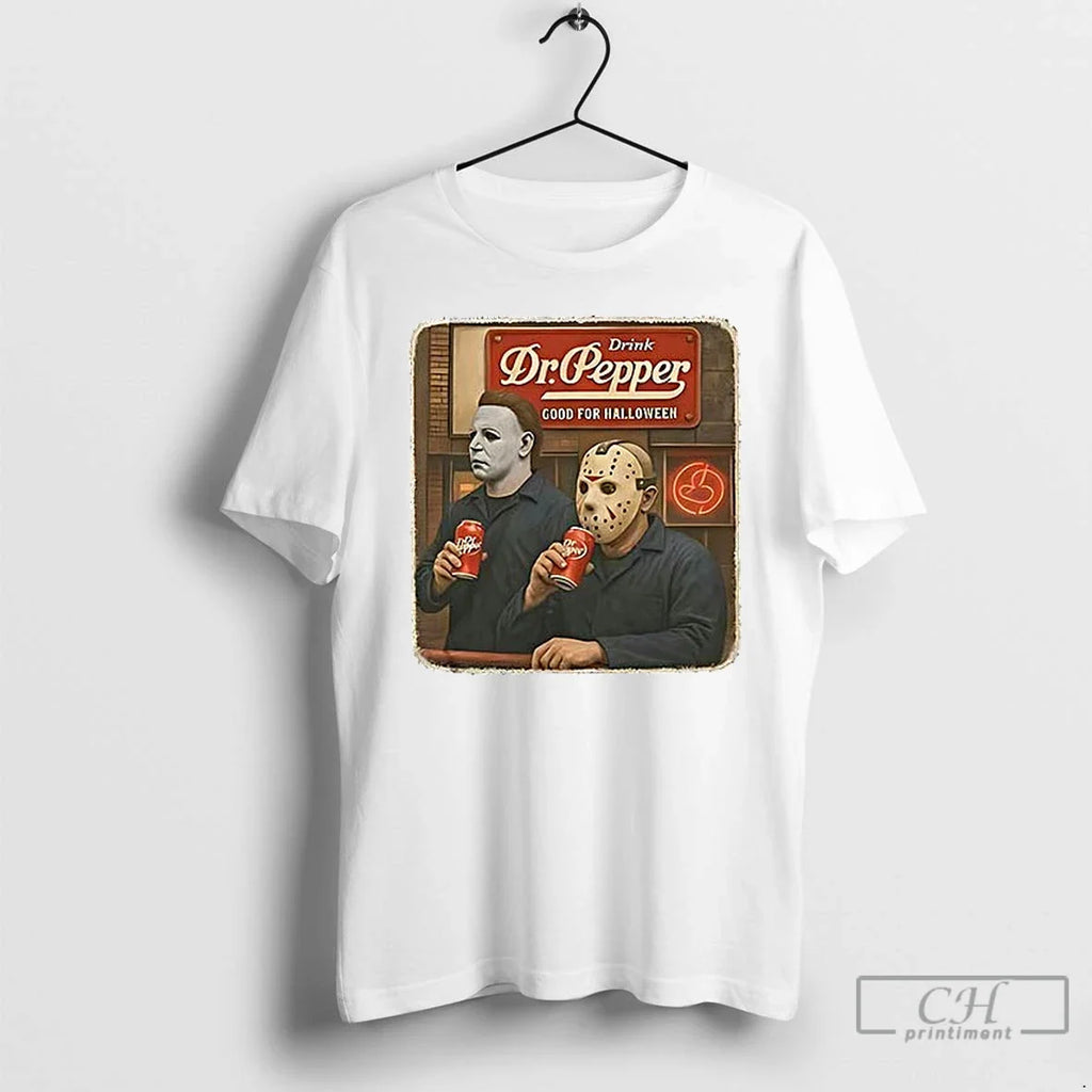 Premium Michael Myers Jason Voorhees Drink Dr Pepper - Adult & Kids T-Shirts, Sweatshirts & Hoodies apparel design preview 1