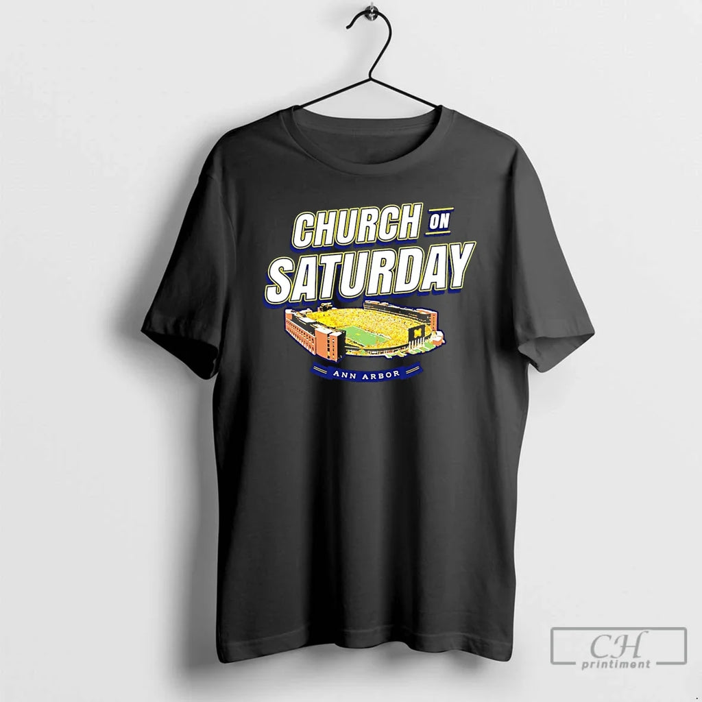 Premium Michigan Wolverines Church On Saturday - Adult & Kids T-Shirts, Sweatshirts & Hoodies apparel design preview 1