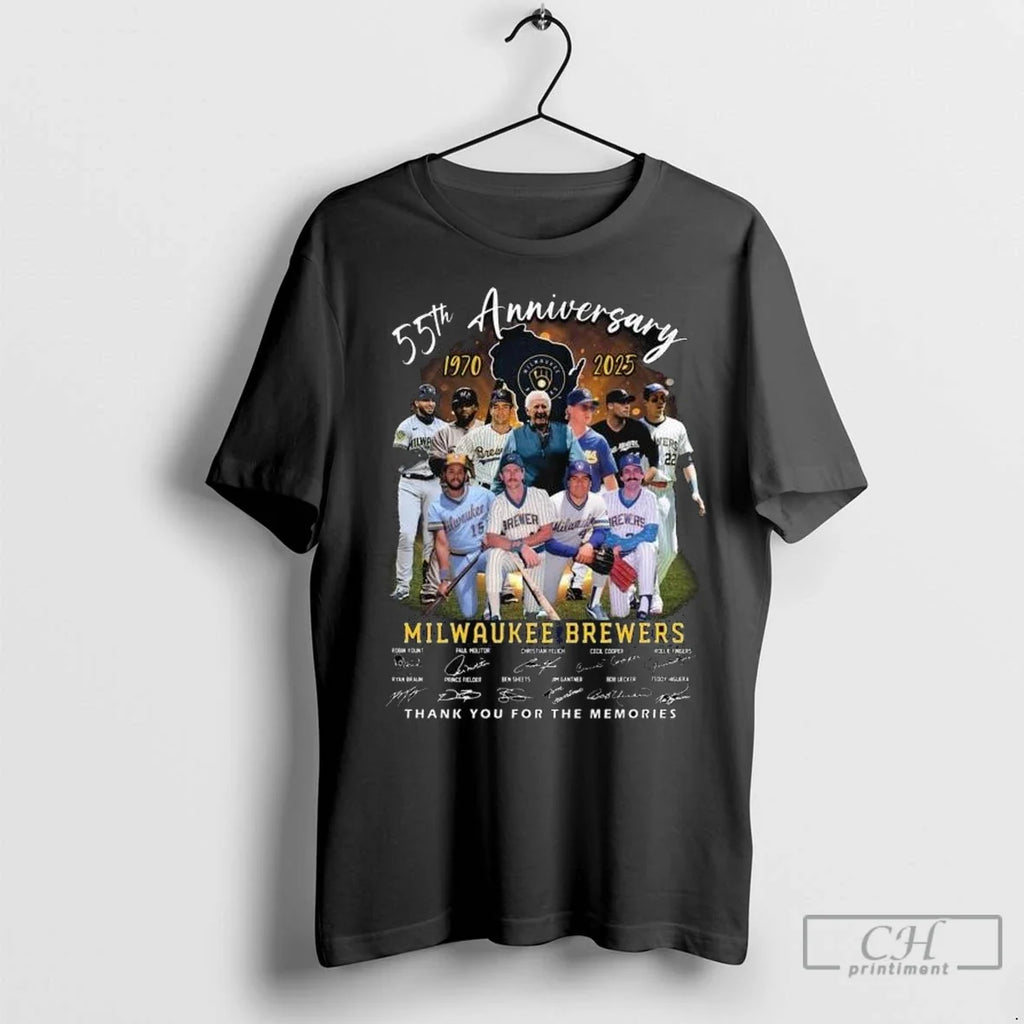 Premium Milwaukee Brewers 55th Anniversary 1970 2025 - Adult & Kids T-Shirts, Sweatshirts & Hoodies apparel design preview 1