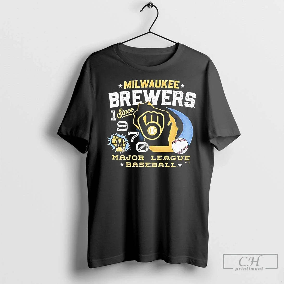 Premium Milwaukee Brewers Baseball 1970 National - Adult & Kids T-Shirts, Sweatshirts & Hoodies apparel design preview 1