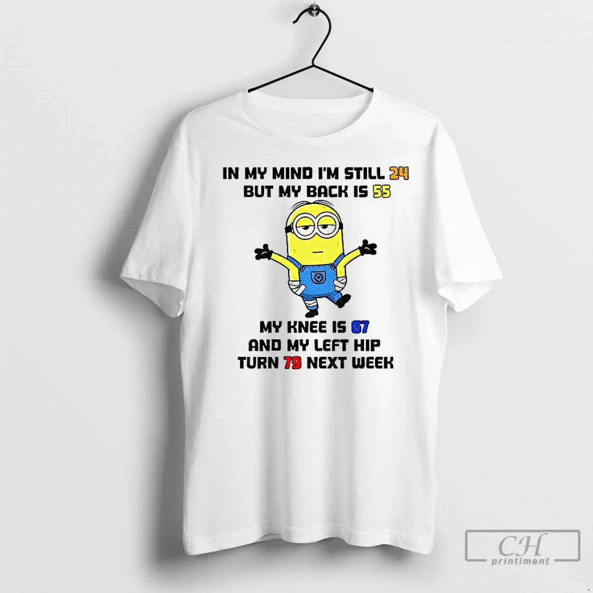 Premium Minion In My Mind Im Still 24 But Back Is 55 - Adult & Kids T-Shirts, Sweatshirts & Hoodies apparel design preview 1