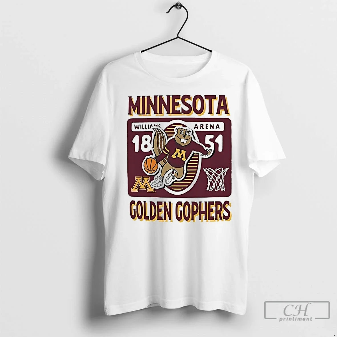 Premium Minnesota Golden Gophers Basketball 1851 - Adult & Kids T-Shirts, Sweatshirts & Hoodies apparel design preview 1