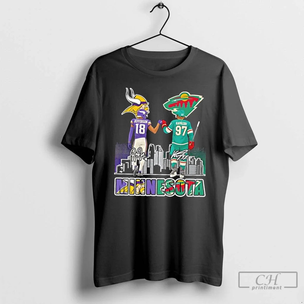 Premium Minnesota Sports Jefferson Vikings X Kaprizov - Adult & Kids T-Shirts, Sweatshirts & Hoodies apparel design preview 1