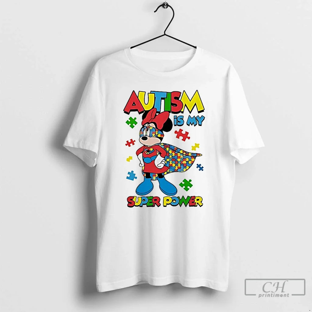 Premium Minnie Autism Is My Super Power - Adult & Kids T-Shirts, Sweatshirts & Hoodies apparel design preview 1