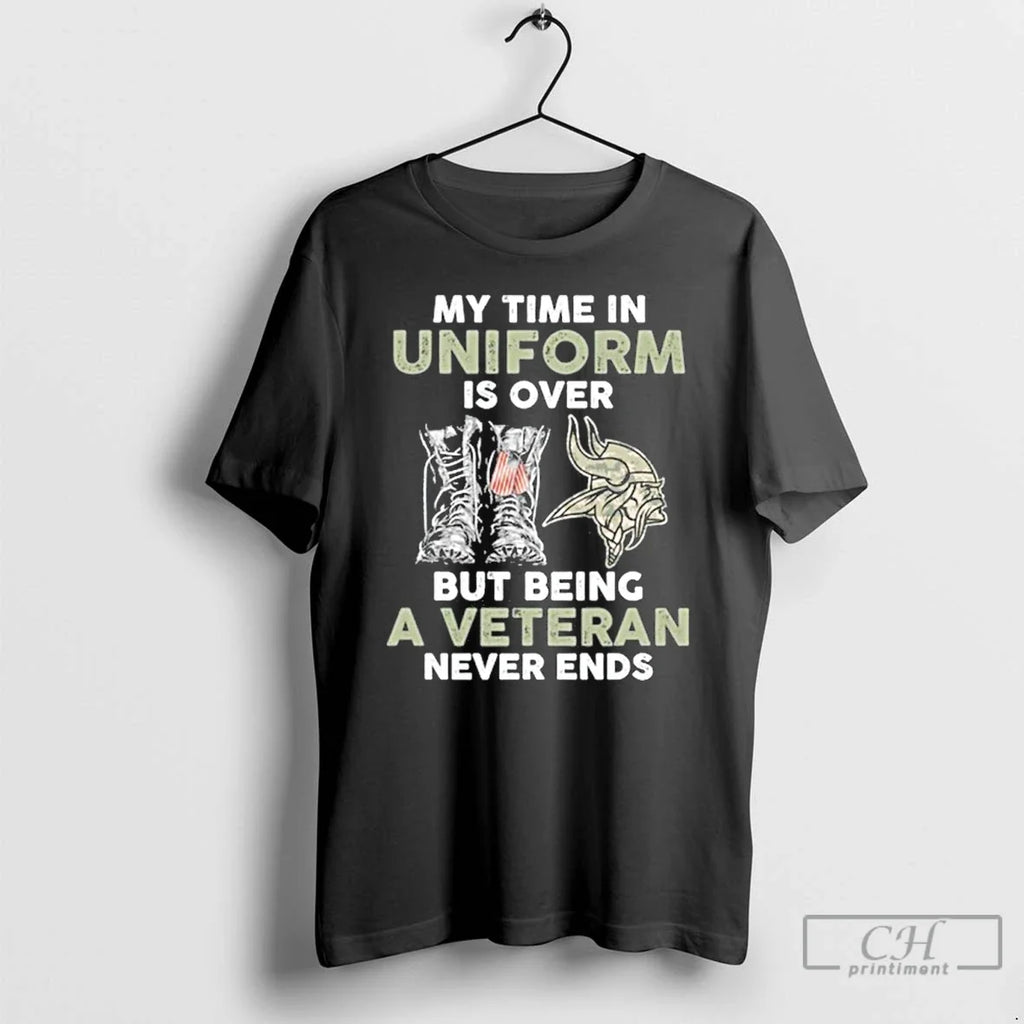 Premium My Time In Uniform Is Over Minnesota Vikings - Adult & Kids T-Shirts, Sweatshirts & Hoodies apparel design preview 1
