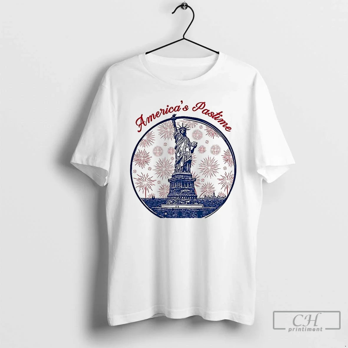 Premium New York Americas Pastime Statue Of Liberty - Adult & Kids T-Shirts, Sweatshirts & Hoodies apparel design preview 1