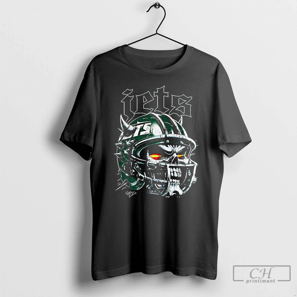 Premium New York Jets Football Skull Helmet Halloween - Adult & Kids T-Shirts, Sweatshirts & Hoodies apparel design preview 1