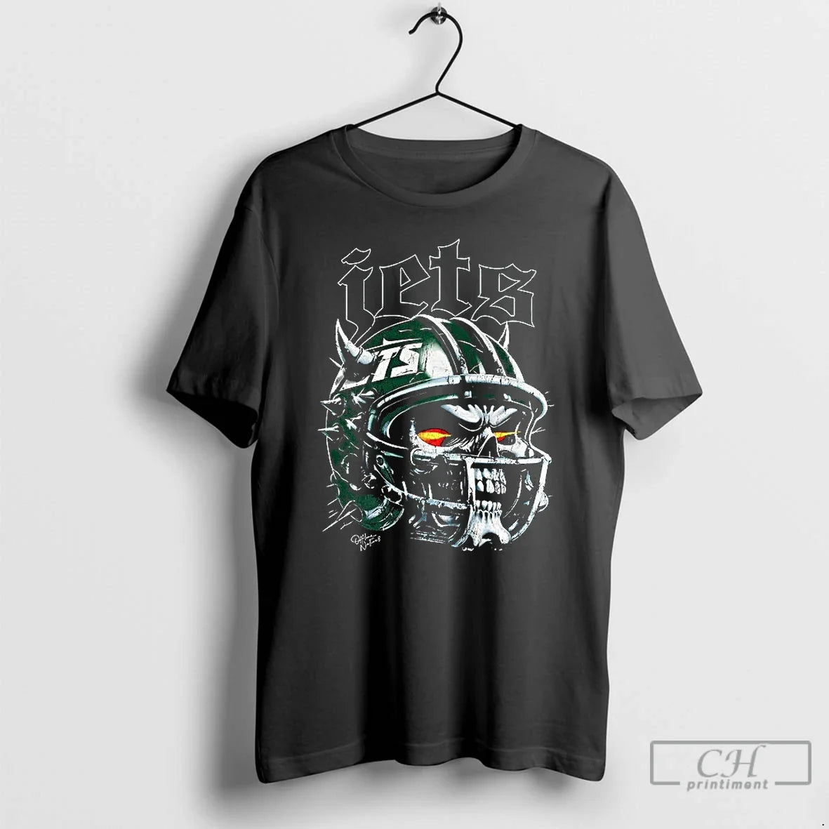 Premium New York Jets Football Skull Helmet Halloween - Adult & Kids T-Shirts, Sweatshirts & Hoodies apparel design preview 1