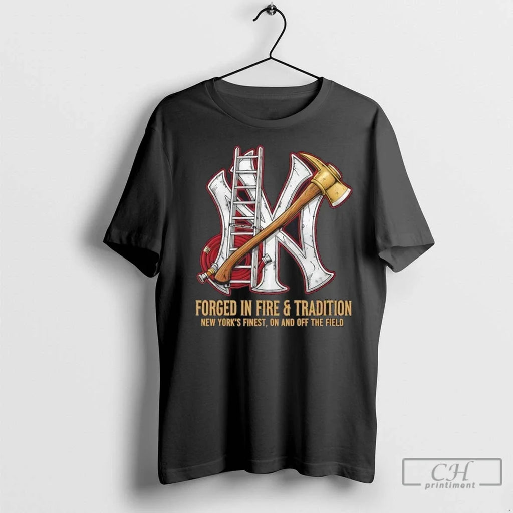 Premium New York Yankees Forged In Fire And Tradition - Adult & Kids T-Shirts, Sweatshirts & Hoodies apparel design preview 1