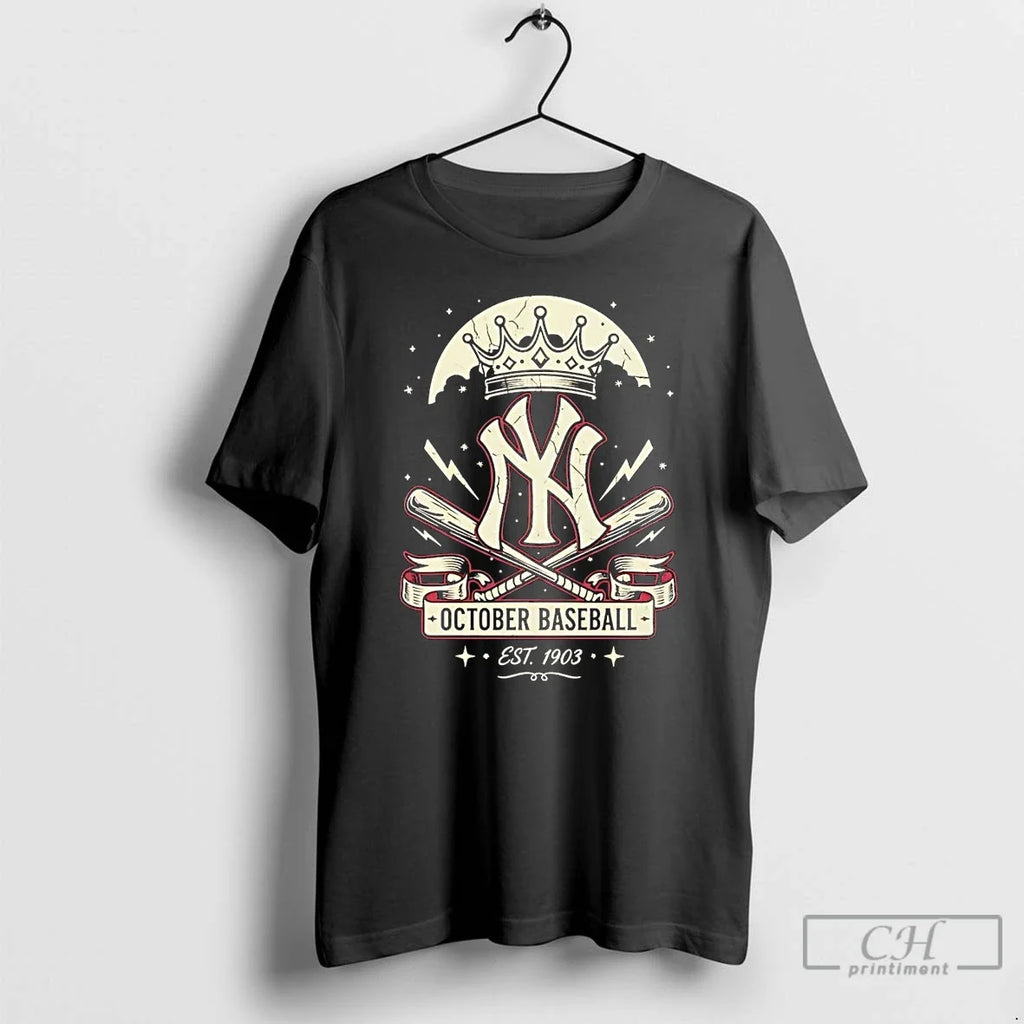 Premium New York Yankees Crown October Baseball Est - Adult & Kids T-Shirts, Sweatshirts & Hoodies apparel design preview 1