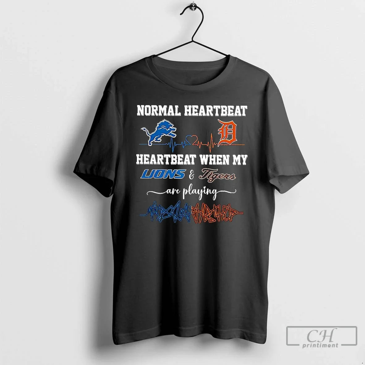 Premium Normal Heartbeat And When My Detroit Lions - Adult & Kids T-Shirts, Sweatshirts & Hoodies apparel design preview 1
