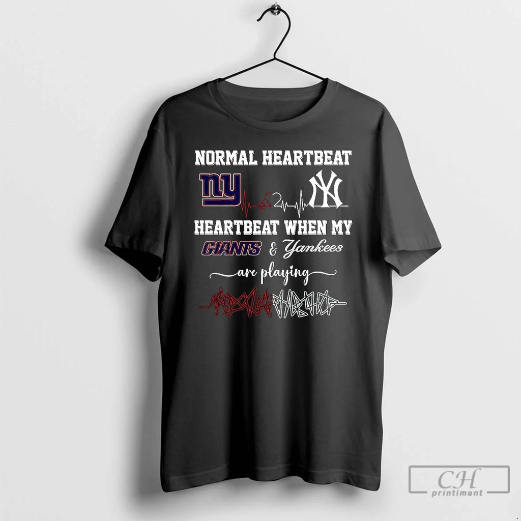 Premium Normal Heartbeat And When My New York Giants - Adult & Kids T-Shirts, Sweatshirts & Hoodies apparel design preview 1