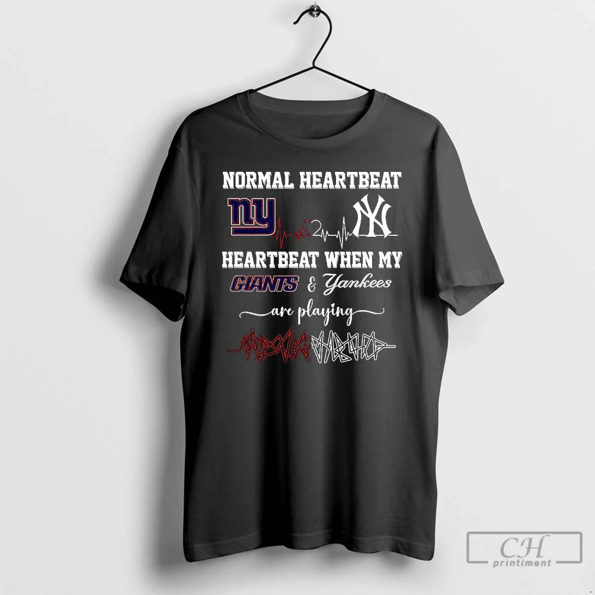 Premium Normal Heartbeat And When My New York Giants - Adult & Kids T-Shirts, Sweatshirts & Hoodies apparel design preview 1