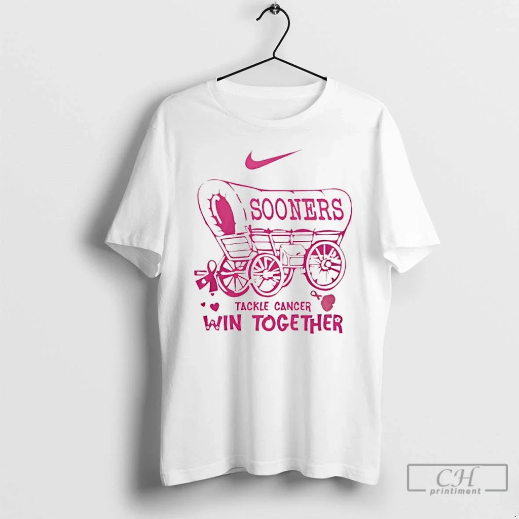 Premium Oklahoma Sooners Tackle Cancer Win Together - Adult & Kids T-Shirts, Sweatshirts & Hoodies apparel design preview 1