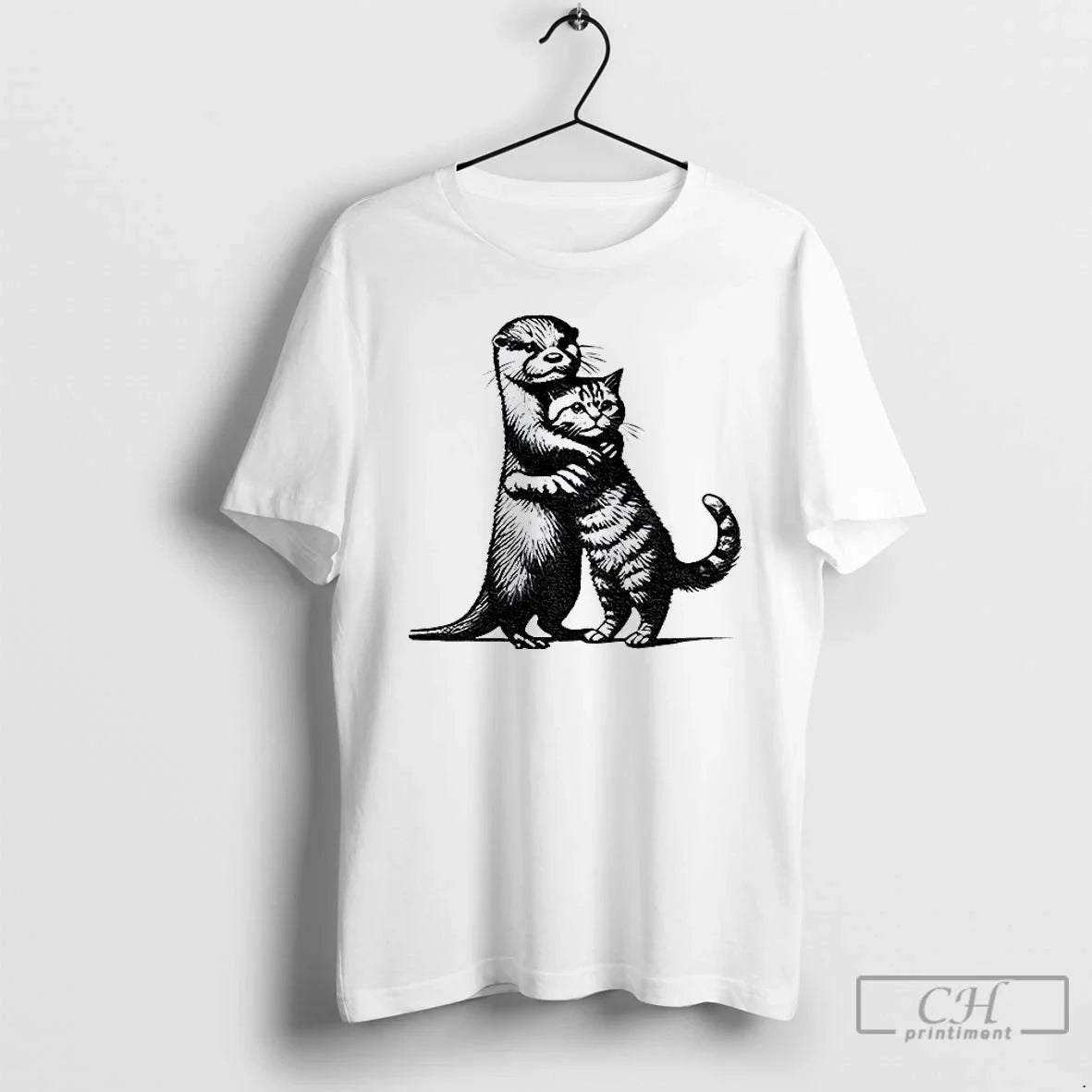 Premium Otter Hug Cat Funny Meme - Adult & Kids T-Shirts, Sweatshirts & Hoodies apparel design preview 1