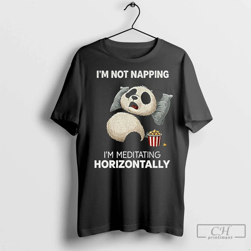 Premium Panda Popcorn Im Not Napping Meditating - Adult & Kids T-Shirts, Sweatshirts & Hoodies apparel design preview 1