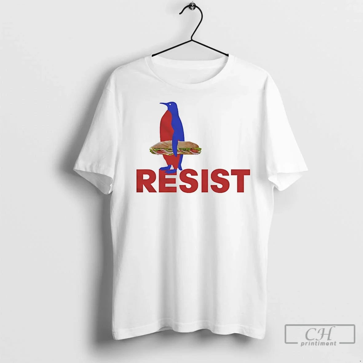 Premium Penguin Holding Sandwich Resist Political - Adult & Kids T-Shirts, Sweatshirts & Hoodies apparel design preview 1