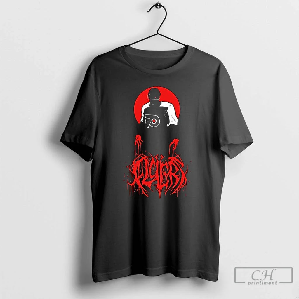 Premium Philadelphia Flyers Horror Metal Logo Ceramic - Adult & Kids T-Shirts, Sweatshirts & Hoodies apparel design preview 1