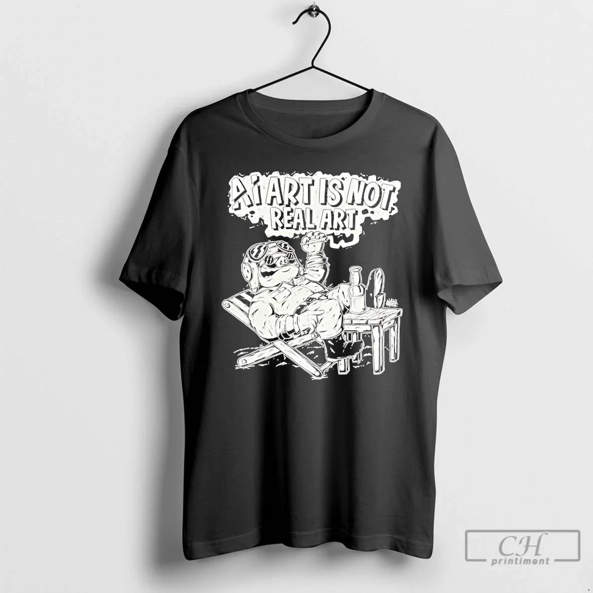 Premium Pig Ai Art Is Not Real - Adult & Kids T-Shirts, Sweatshirts & Hoodies apparel design preview 1