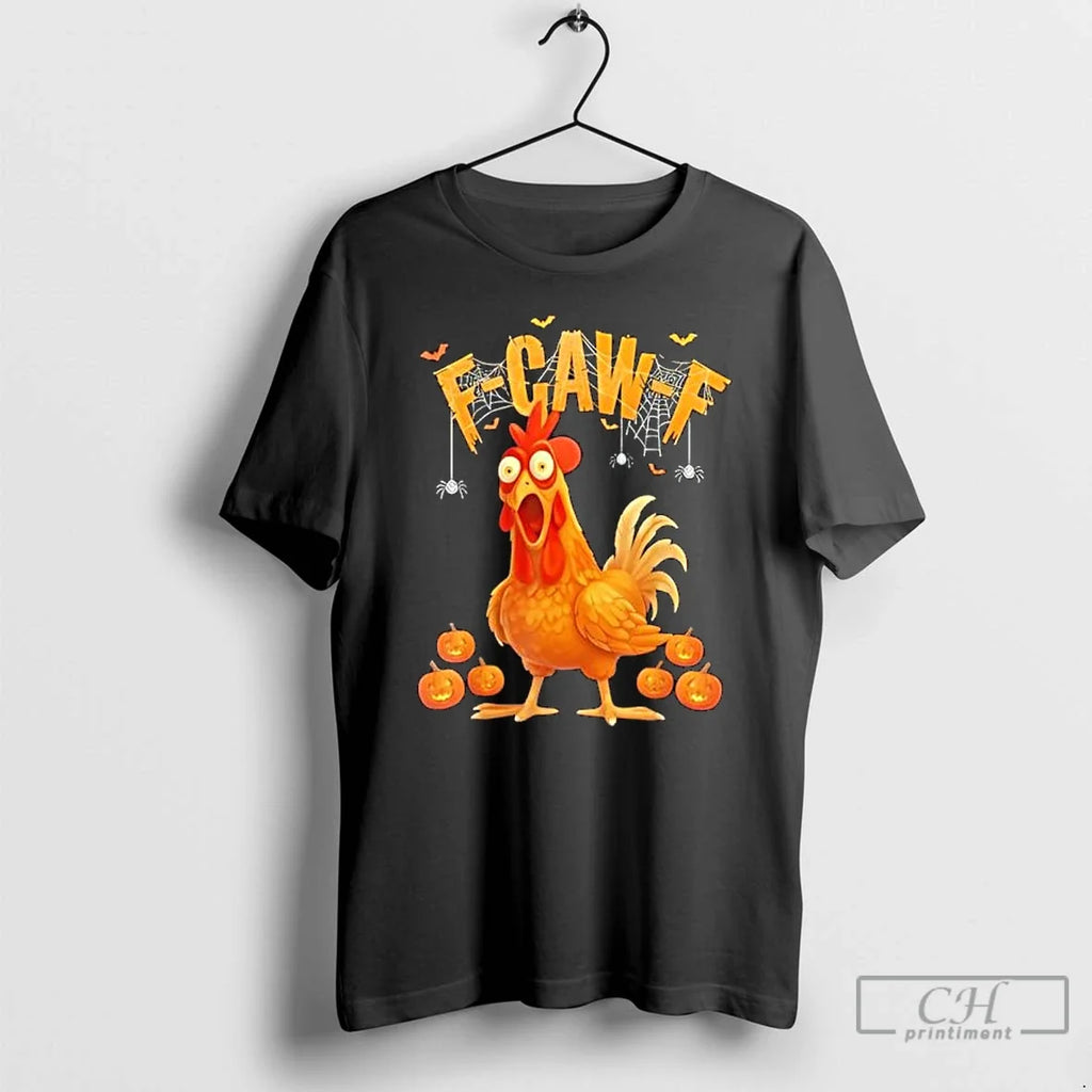 Premium Pumpkin Chicken F Caw Funny Halloween - Adult & Kids T-Shirts, Sweatshirts & Hoodies apparel design preview 1