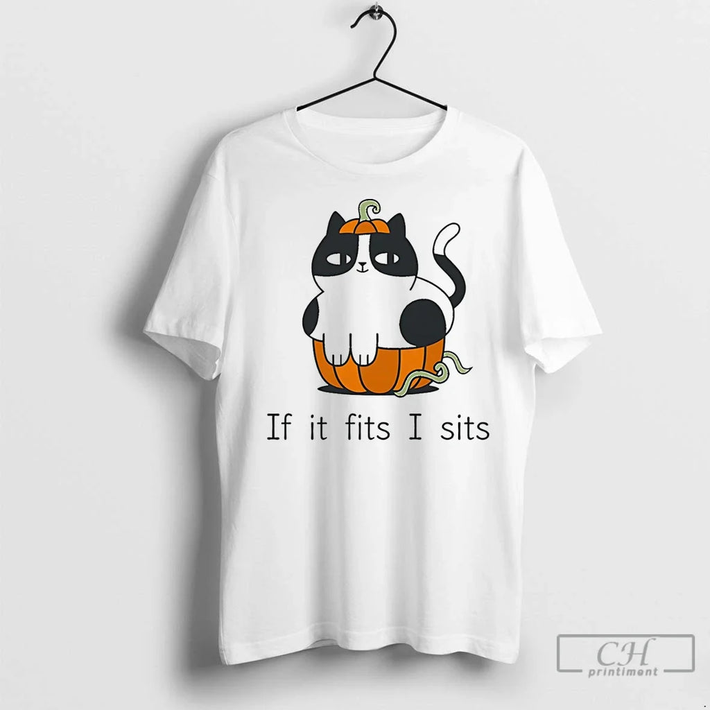 Premium Pumpkin Cat If It Fits I Sits Halloween - Adult & Kids T-Shirts, Sweatshirts & Hoodies apparel design preview 1