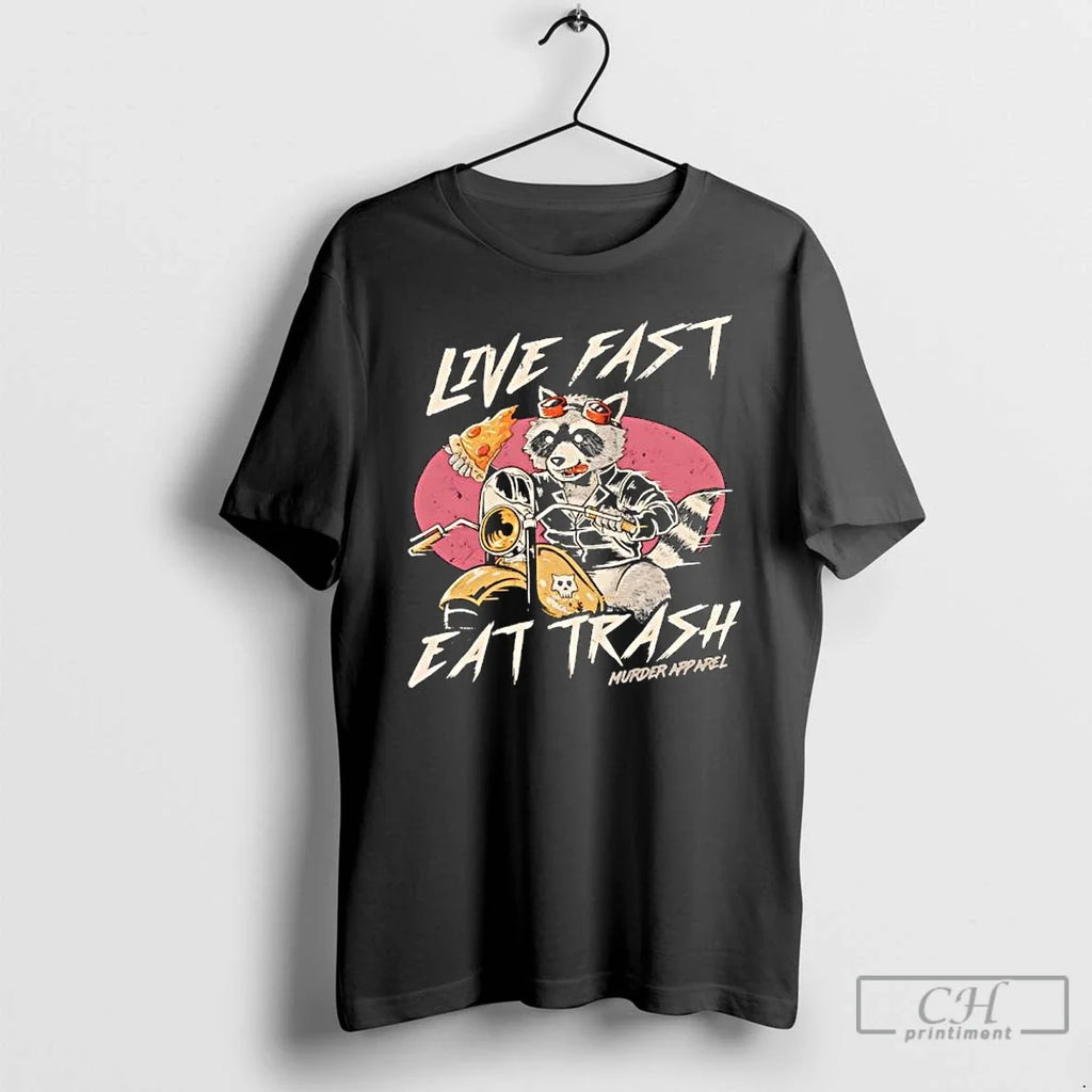 Premium Raccoon Pizza Live Fast Eat Trash - Adult & Kids T-Shirts, Sweatshirts & Hoodies apparel design preview 1