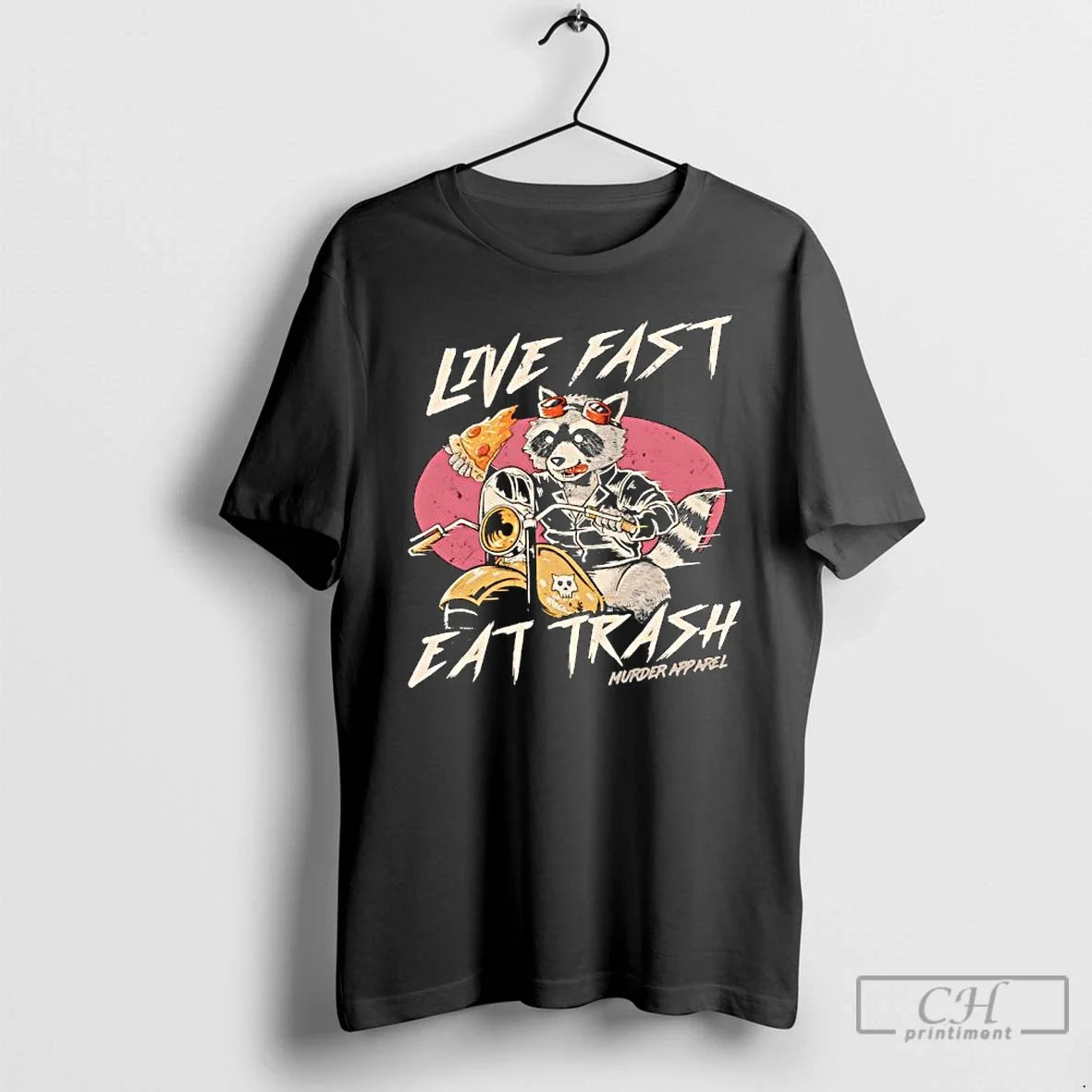 Premium Raccoon Pizza Live Fast Eat Trash - Adult & Kids T-Shirts, Sweatshirts & Hoodies apparel design preview 1