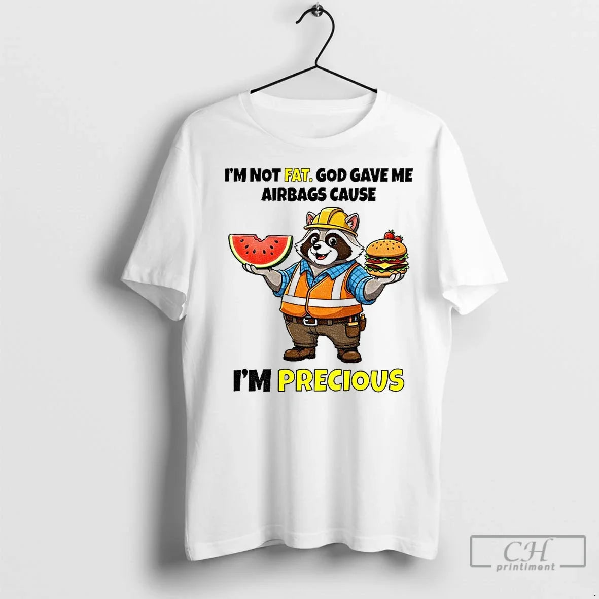 Premium Raccoon Food Im Not Fat God Gave Me Airbags - Adult & Kids T-Shirts, Sweatshirts & Hoodies apparel design preview 1