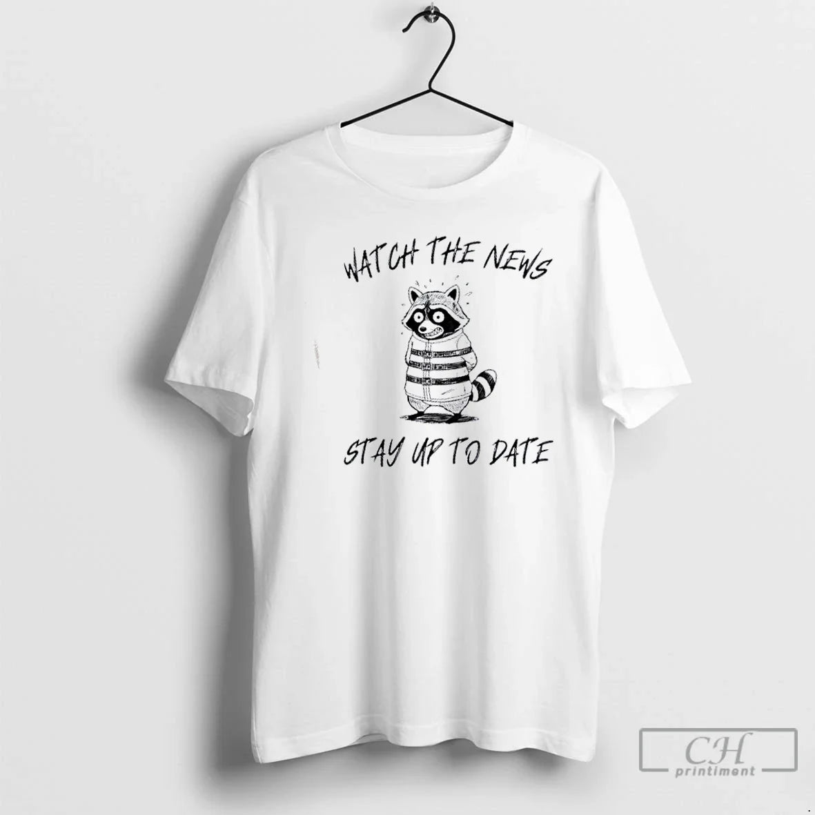 Premium Raccoon Watch The News Stay Up To Date - Adult & Kids T-Shirts, Sweatshirts & Hoodies apparel design preview 1