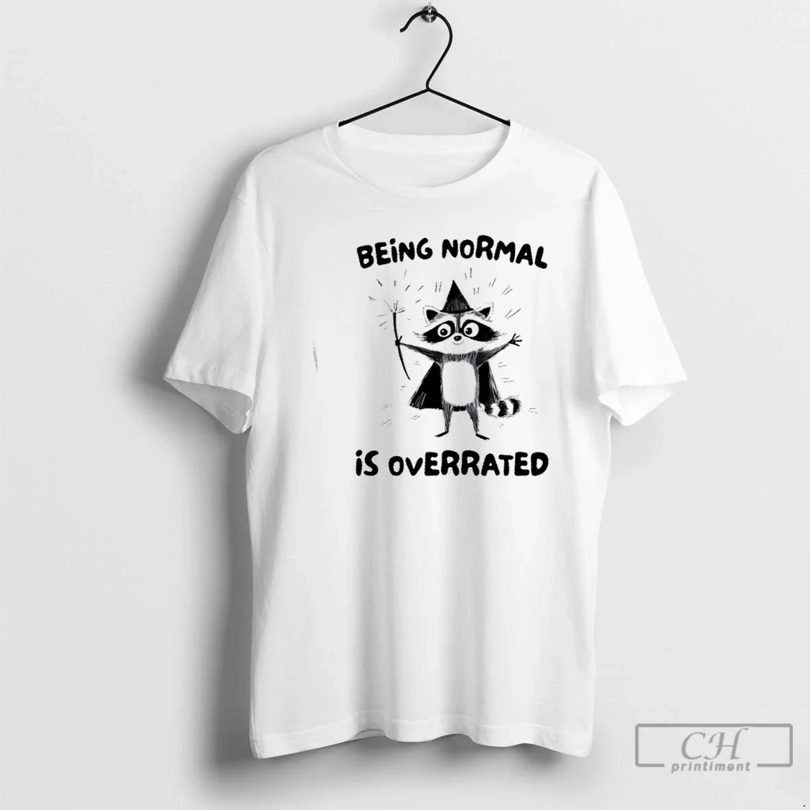 Premium Raccoon Wizard Being Normal Is Overrated - Adult & Kids T-Shirts, Sweatshirts & Hoodies apparel design preview 1
