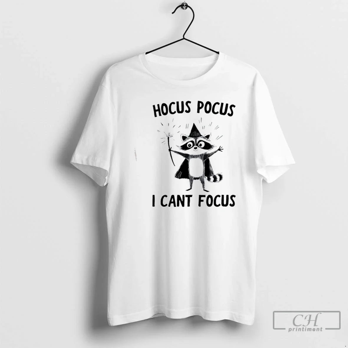 Premium Raccoon Wizard Hocus Pocus I Cant Focus - Adult & Kids T-Shirts, Sweatshirts & Hoodies apparel design preview 1