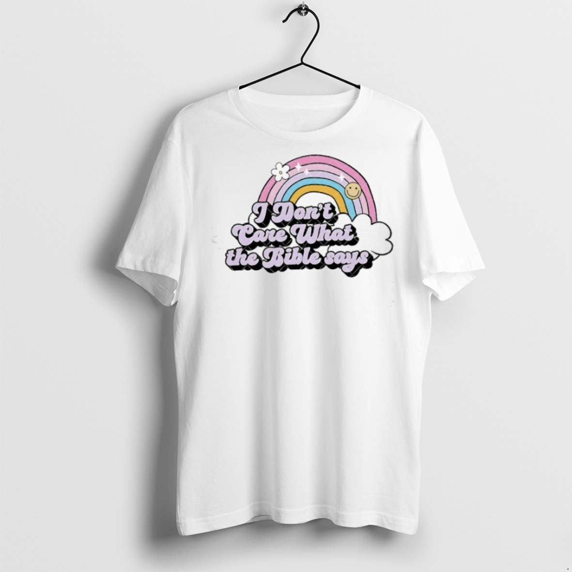 Premium Rainbow I Dont Care What The Bible Says - Adult & Kids T-Shirts, Sweatshirts & Hoodies apparel design preview 1