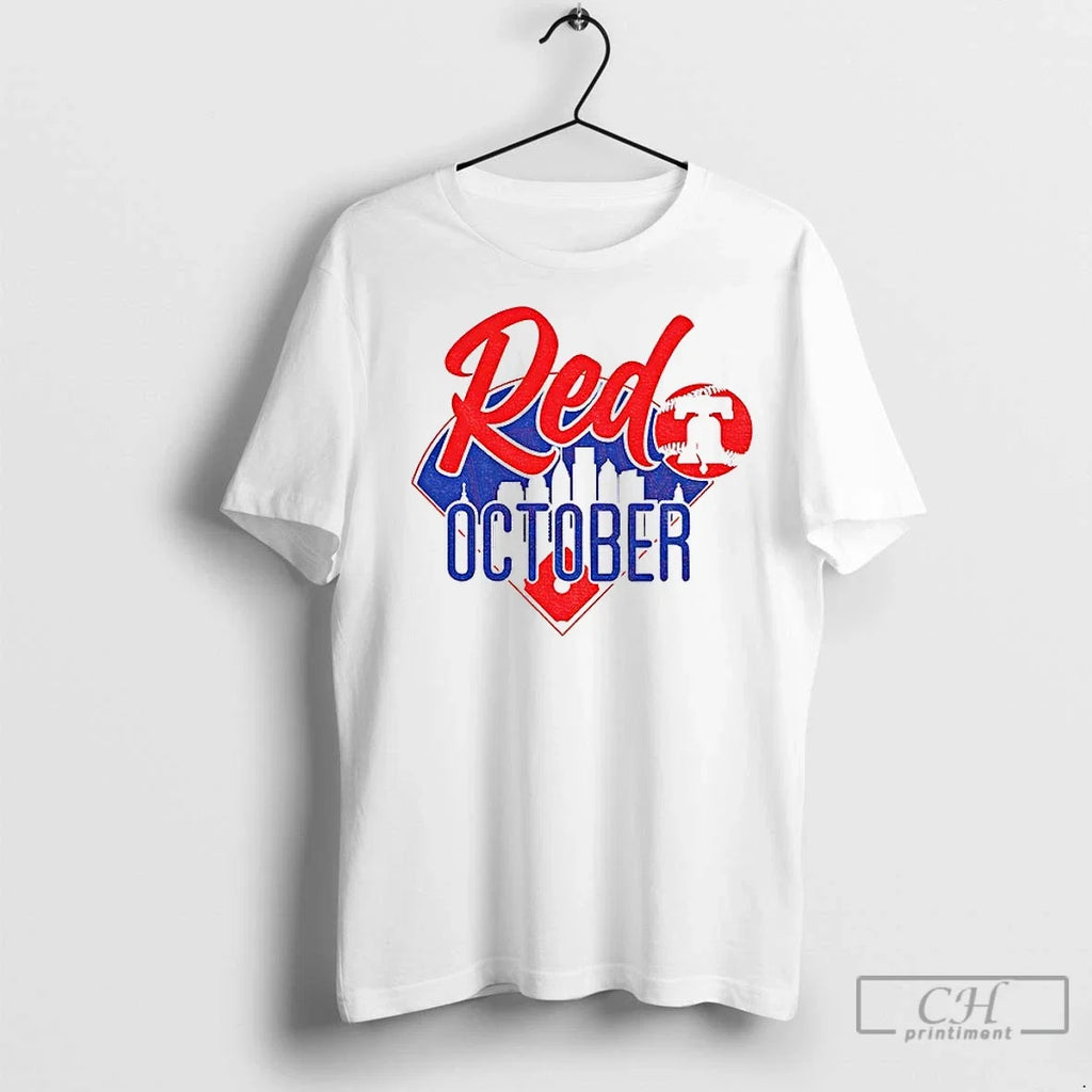 Premium Red October Philly Baseball Skyline - Adult & Kids T-Shirts, Sweatshirts & Hoodies apparel design preview 1