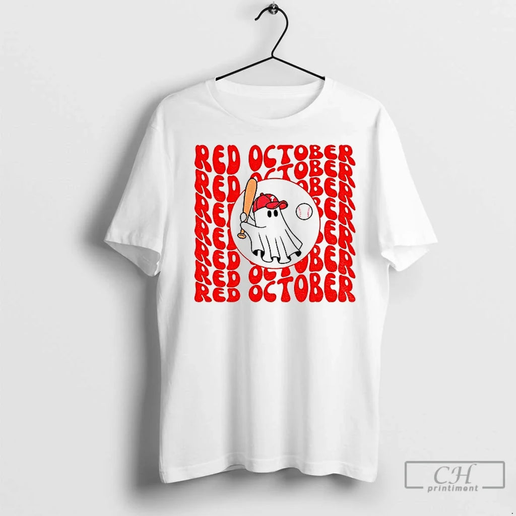 Premium Red October Retro Wave Phillies Ghost - Adult & Kids T-Shirts, Sweatshirts & Hoodies apparel design preview 1
