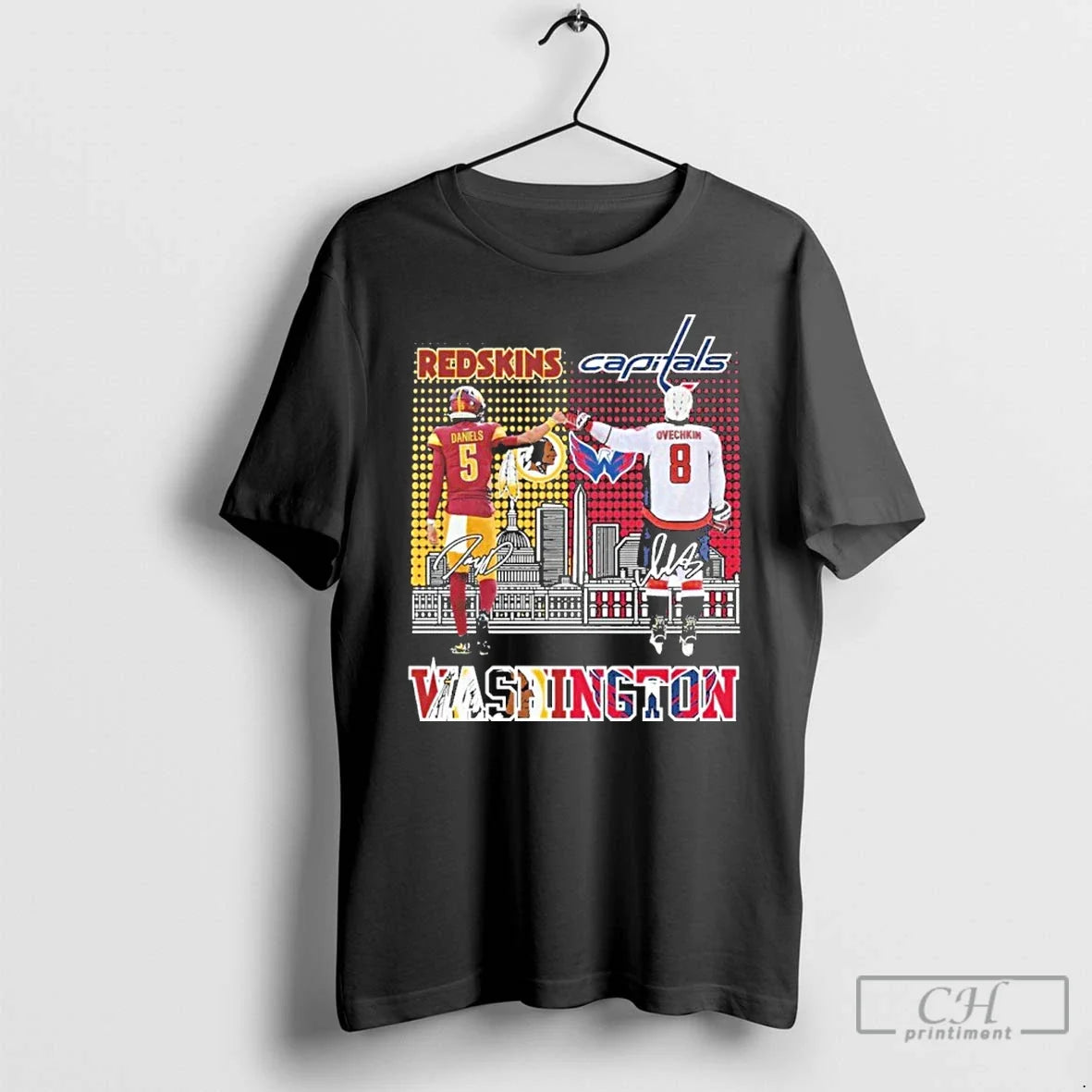 Premium Redskins Jayden Daniels And Capitals - Adult & Kids T-Shirts, Sweatshirts & Hoodies apparel design preview 1