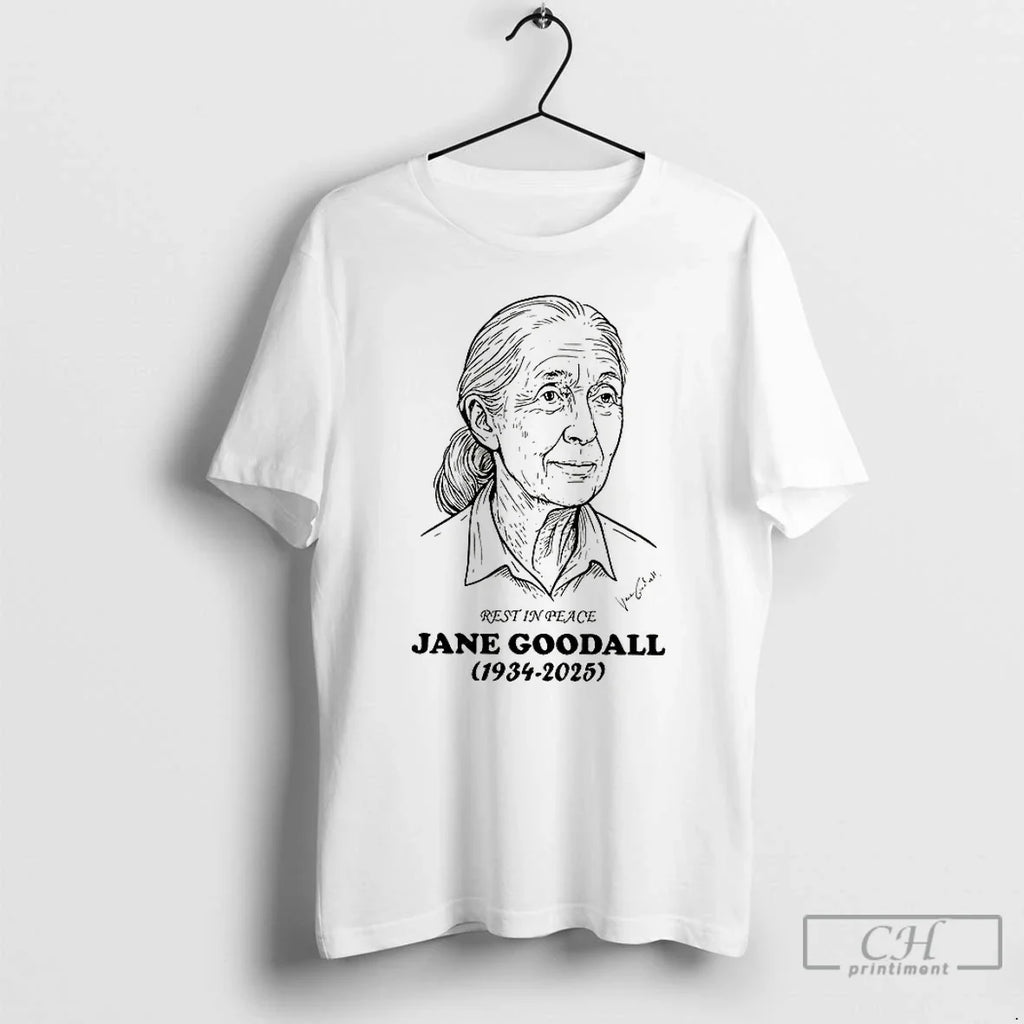 Premium Rest In Peace Jane Goodall 1934 2025 Thank - Adult & Kids T-Shirts, Sweatshirts & Hoodies apparel design preview 1
