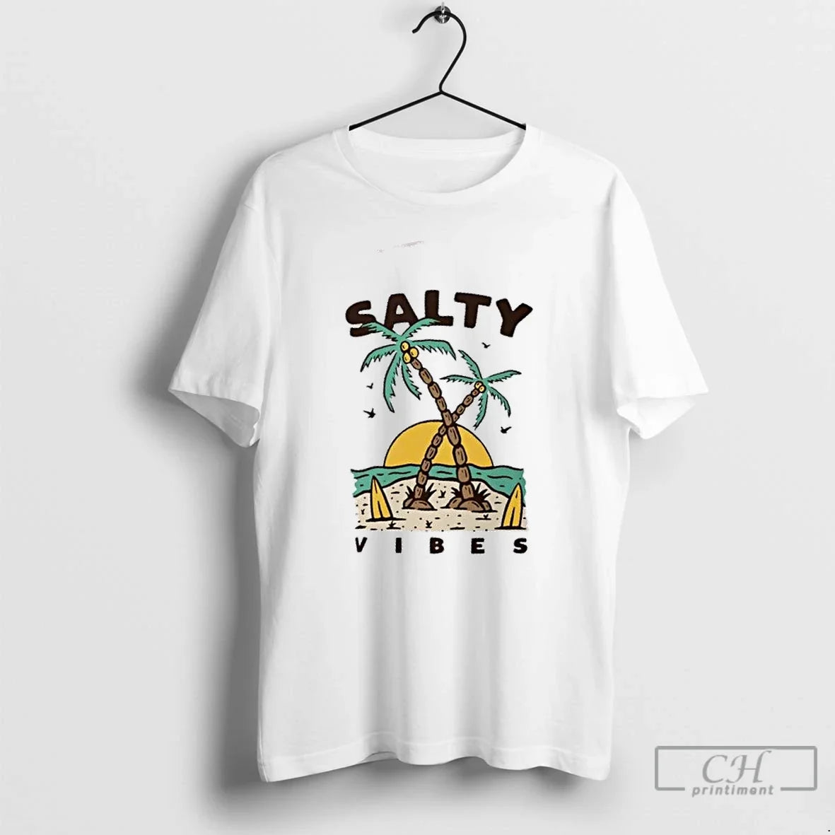Premium Salty Vibes Retro Beach Surf - Adult & Kids T-Shirts, Sweatshirts & Hoodies apparel design preview 1