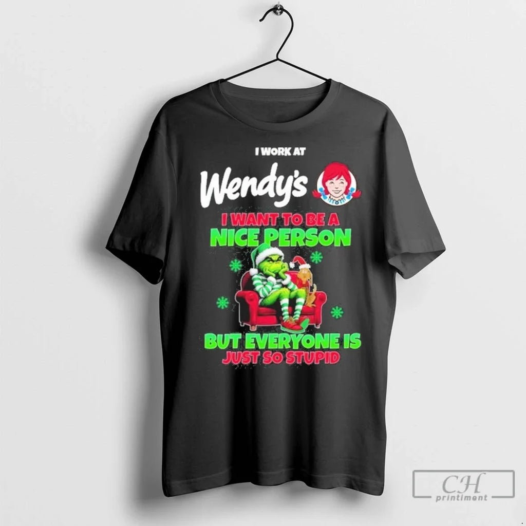 Premium Santa Grinch I Work At Wendys Want To Be A - Adult & Kids T-Shirts, Sweatshirts & Hoodies apparel design preview 1