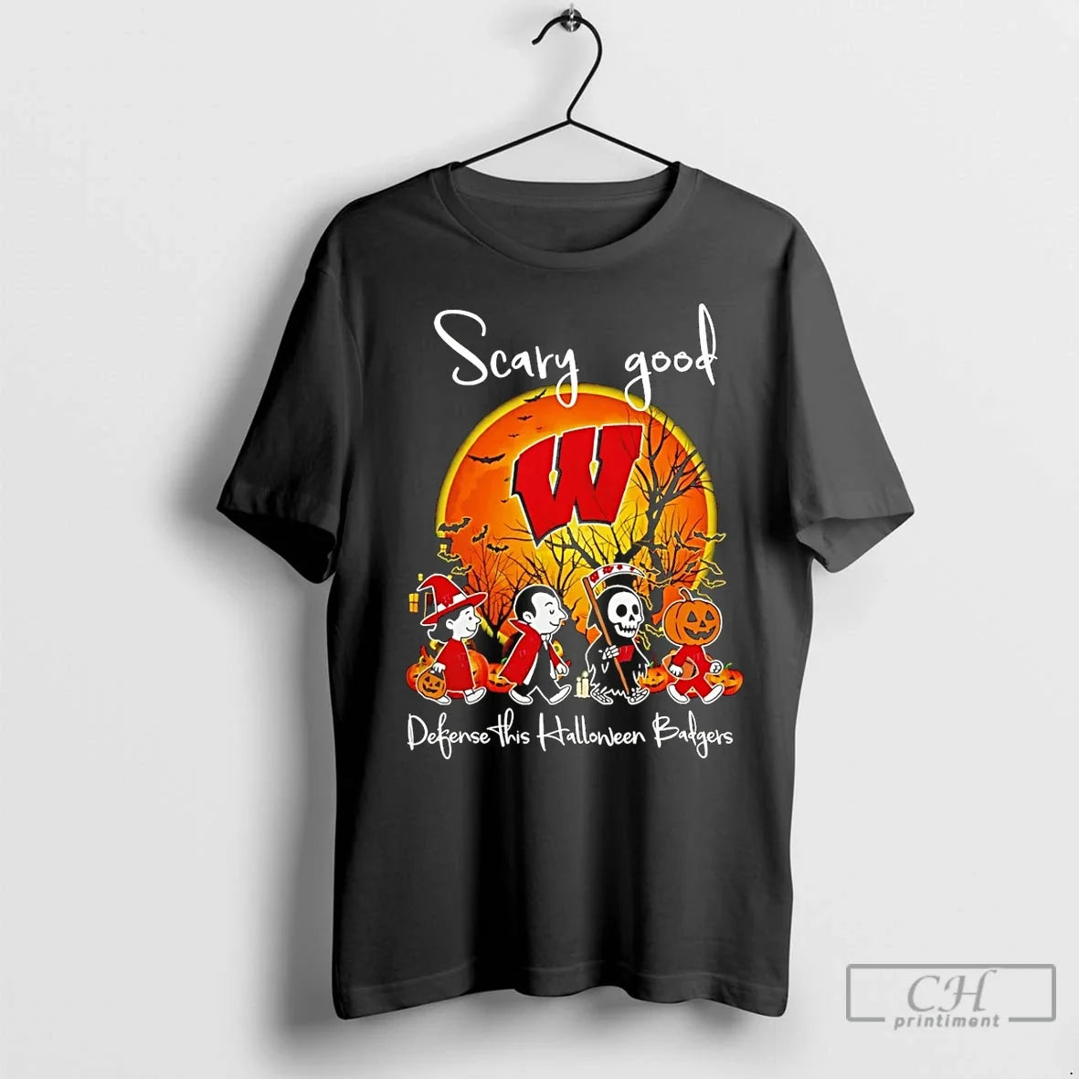 Premium Scary Good Defense This Halloween Wisconsin - Adult & Kids T-Shirts, Sweatshirts & Hoodies apparel design preview 1